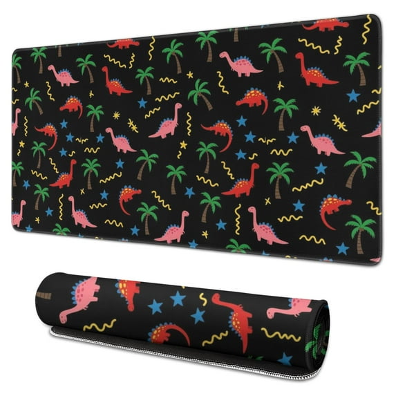 Long Mouse Pads for Desk,Pink Dinosaurs Cosmic Stars Desk Mats on Top Of Desks, Desk Mouse Pad Extra Large with 3mm Non-Slip Base and Stitched Edge for Gaming,Office,Work,Home 31.5"x15.7"