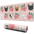 thumbnail image 1 of Long Mouse Pads for Desk,Pink French Bulldog Flowers Florals Desk Mats on Top Of Desks, Desk Mouse Pad Extra Large with 3mm Non-Slip Base and Stitched Edge for Gaming,Office,Work,Home 31.5"x11.8", 1 of 6