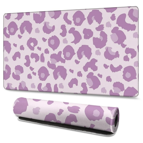 Long Mouse Pads for Desk,Pink and Purple Of Leopard Print Desk Mats on Top Of Desks, Desk Mouse Pad Extra Large with 3mm Non-Slip Base and Stitched Edge for Gaming,Office,Work,Home 47.3"x23.6"
