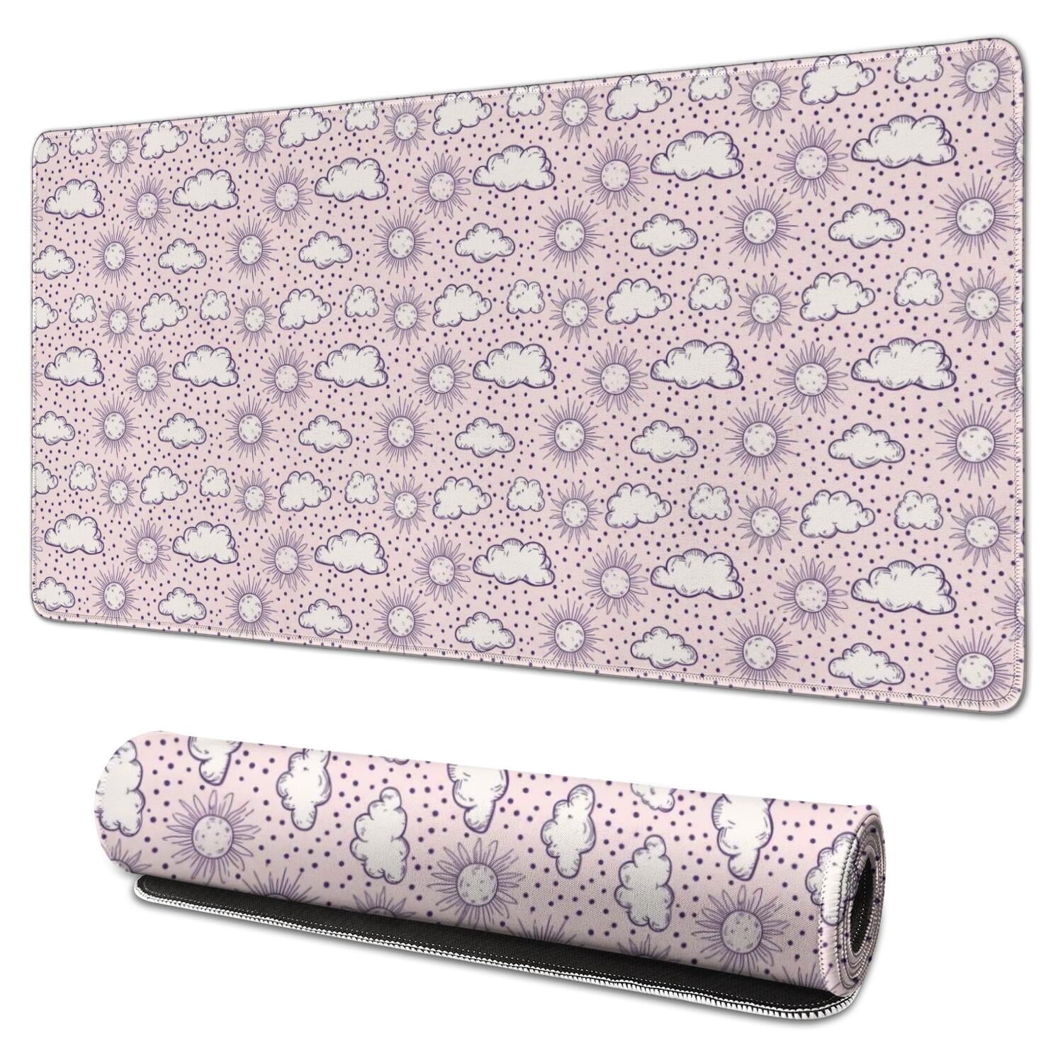 Long Mouse Pads for Desk,Pink Purple Sun Cloud Pattern Desk Mats on Top Of Desks, Desk Mouse Pad Extra Large with 3mm Non-Slip Base and Stitched Edge for Gaming,Office,Work,Home 31.5"x15.7"