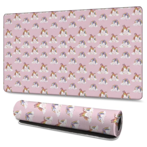 Long Mouse Pads for Desk,Pink Unicorn Group Pattern Desk Mats on Top Of Desks, Desk Mouse Pad Extra Large with 3mm Non-Slip Base and Stitched Edge for Gaming,Office,Work,Home 47.3"x23.6"
