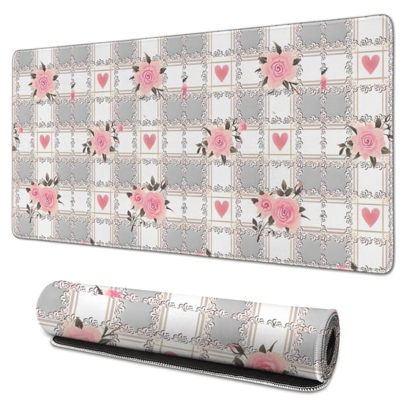 Long Mouse Pads for Desk,Pioneer Flower Floral Print Pattern Desk Mats on Top Of Desks, Desk Mouse Pad Extra Large with 3mm Non-Slip Base and Stitched Edge for Gaming,Office,Work,Home 31.5"x15.7"