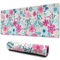 Long Mouse Pads for Desk,Pioneer Flower Floral Print Pattern Desk Mats on Top Of Desks, Desk Mouse Pad Extra Large with 3mm Non-Slip Base and Stitched Edge for Gaming,Office,Work,Home 31.5"x11.8"