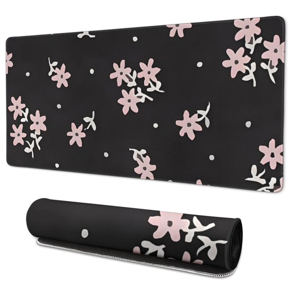 Long Mouse Pads for Desk,Pioneer Flower Floral Print Pattern Desk Mats on Top Of Desks, Desk Mouse Pad Extra Large with 3mm Non-Slip Base and Stitched Edge for Gaming,Office,Work,Home 35.4"x15.7"