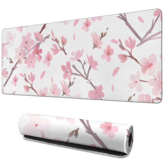 Long Mouse Pads for Desk,Pioneer Flower Floral Print Pattern Desk Mats on Top Of Desks, Desk Mouse Pad Extra Large with 3mm Non-Slip Base and Stitched Edge for Gaming,Office,Work,Home 31.5"x11.8"
