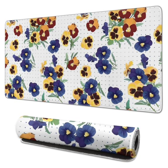 Long Mouse Pads for Desk,Pioneer Flower Floral Print Pattern Desk Mats on Top Of Desks, Desk Mouse Pad Extra Large with 3mm Non-Slip Base and Stitched Edge for Gaming,Office,Work,Home 31.5"x15.7"