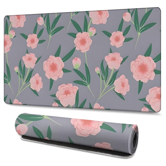 Long Mouse Pads for Desk,Pioneer Flower Floral Print Pattern Desk Mats on Top Of Desks, Desk Mouse Pad Extra Large with 3mm Non-Slip Base and Stitched Edge for Gaming,Office,Work,Home 47.3"x23.6"