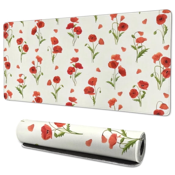 Long Mouse Pads for Desk,Pioneer Flower Floral Print Pattern Desk Mats on Top Of Desks, Desk Mouse Pad Extra Large with 3mm Non-Slip Base and Stitched Edge for Gaming,Office,Work,Home 35.4"x15.7"