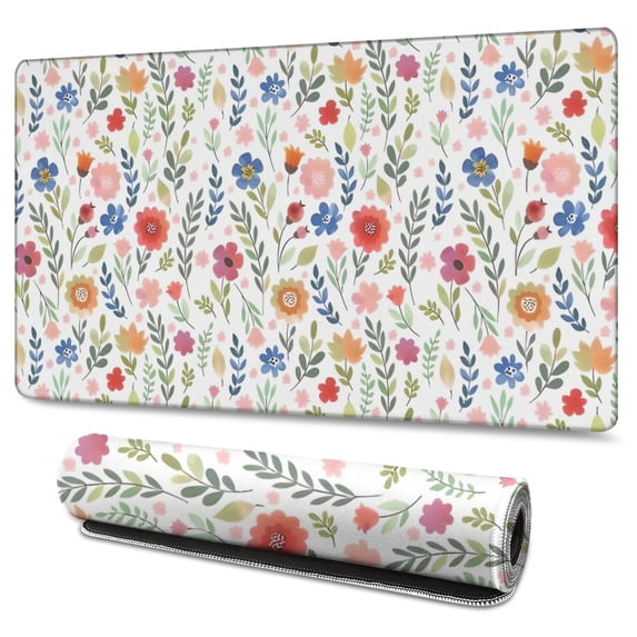 Long Mouse Pads for Desk,Pioneer Flower Floral Print Pattern Desk Mats on Top Of Desks, Desk Mouse Pad Extra Large with 3mm Non-Slip Base and Stitched Edge for Gaming,Office,Work,Home 47.3"x23.6"