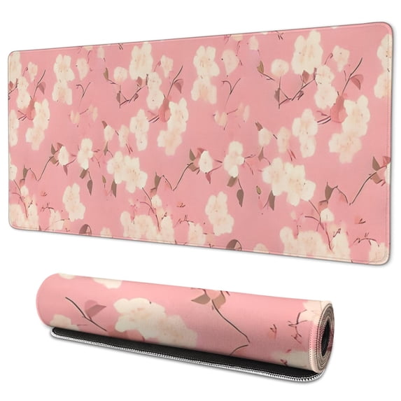 Long Mouse Pads for Desk,Pioneer Flower Floral Print Pattern Desk Mats on Top Of Desks, Desk Mouse Pad Extra Large with 3mm Non-Slip Base and Stitched Edge for Gaming,Office,Work,Home 35.4"x15.7"