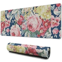 Long Mouse Pads for Desk,Pioneer Flower Floral Print Pattern Desk Mats on Top Of Desks, Desk Mouse Pad Extra Large with 3mm Non-Slip Base and Stitched Edge for Gaming,Office,Work,Home 31.5"x11.8"