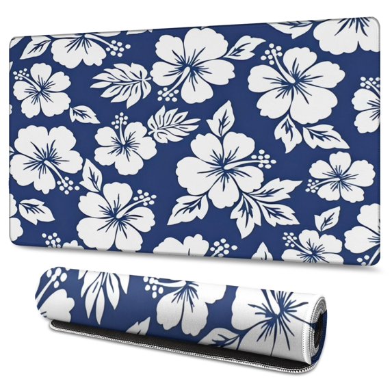 Long Mouse Pads for Desk,Pioneer Flower Floral Print Pattern Desk Mats on Top Of Desks, Desk Mouse Pad Extra Large with 3mm Non-Slip Base and Stitched Edge for Gaming,Office,Work,Home 47.3"x23.6"