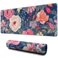 thumbnail image 1 of Long Mouse Pads for Desk,Pioneer Flower Floral Print Pattern Desk Mats on Top Of Desks, Desk Mouse Pad Extra Large with 3mm Non-Slip Base and Stitched Edge for Gaming,Office,Work,Home 31.5"x11.8", 1 of 6