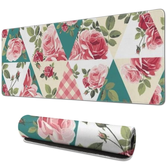 Long Mouse Pads for Desk,Pioneer Flower Floral Print Pattern Desk Mats on Top Of Desks, Desk Mouse Pad Extra Large with 3mm Non-Slip Base and Stitched Edge for Gaming,Office,Work,Home 31.5"x11.8"