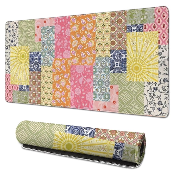 Long Mouse Pads for Desk,Pioneer Flower Floral Print Pattern Desk Mats on Top Of Desks, Desk Mouse Pad Extra Large with 3mm Non-Slip Base and Stitched Edge for Gaming,Office,Work,Home 31.5"x15.7"