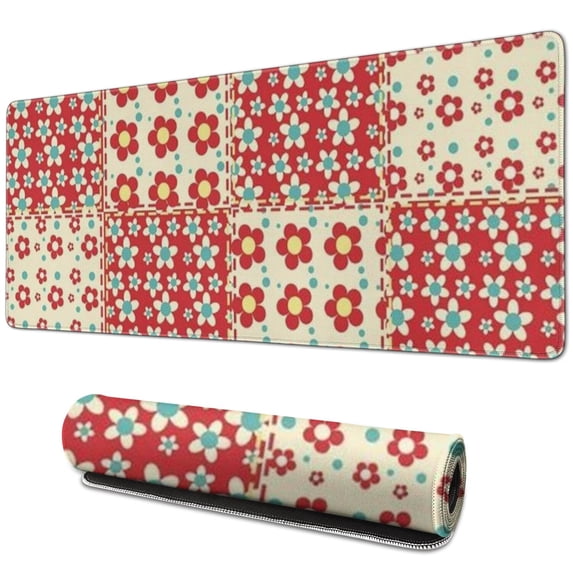 Long Mouse Pads for Desk,Pioneer Flower Floral Print Pattern Desk Mats on Top Of Desks, Desk Mouse Pad Extra Large with 3mm Non-Slip Base and Stitched Edge for Gaming,Office,Work,Home 31.5"x11.8"