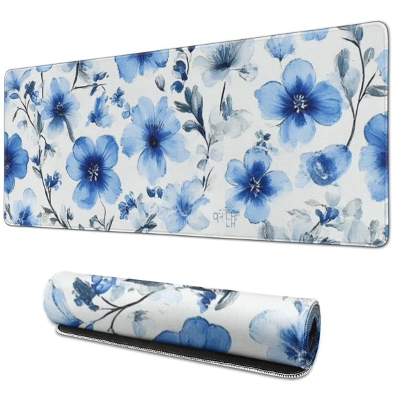 Long Mouse Pads for Desk,Pioneer Flower Floral Print Pattern Desk Mats on Top Of Desks, Desk Mouse Pad Extra Large with 3mm Non-Slip Base and Stitched Edge for Gaming,Office,Work,Home 31.5"x11.8"