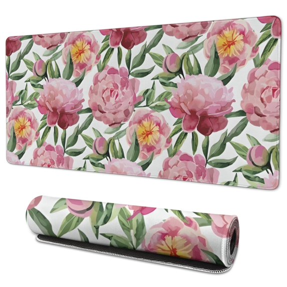 Long Mouse Pads for Desk,Pioneer Flower Floral Print Pattern Desk Mats on Top Of Desks, Desk Mouse Pad Extra Large with 3mm Non-Slip Base and Stitched Edge for Gaming,Office,Work,Home 35.4"x15.7"