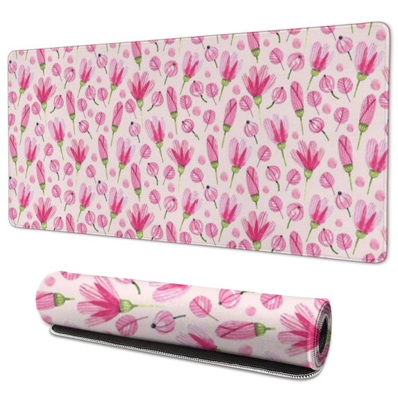 Long Mouse Pads for Desk,Pioneer Flower Floral Print Pattern Desk Mats on Top Of Desks, Desk Mouse Pad Extra Large with 3mm Non-Slip Base and Stitched Edge for Gaming,Office,Work,Home 35.4"x15.7"