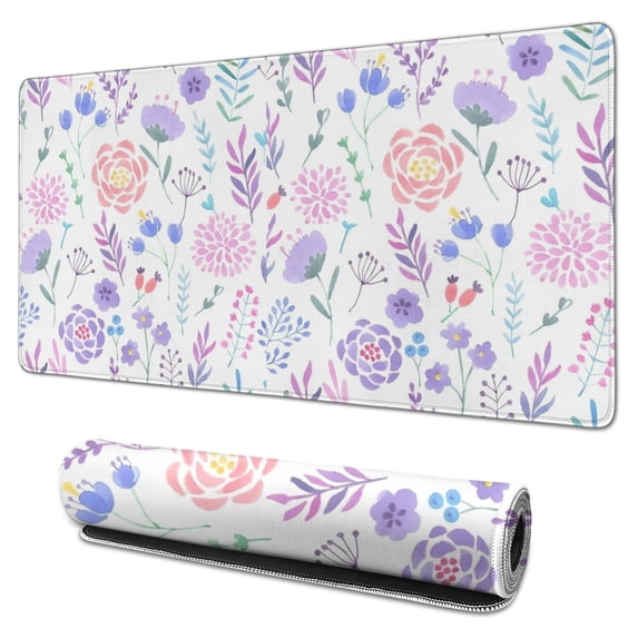 Long Mouse Pads for Desk,Pioneer Flower Floral Print Pattern Desk Mats on Top Of Desks, Desk Mouse Pad Extra Large with 3mm Non-Slip Base and Stitched Edge for Gaming,Office,Work,Home 31.5"x15.7"