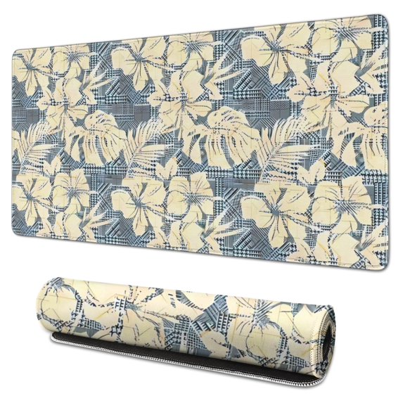 Long Mouse Pads for Desk,Pioneer Flower Floral Print Pattern Desk Mats on Top Of Desks, Desk Mouse Pad Extra Large with 3mm Non-Slip Base and Stitched Edge for Gaming,Office,Work,Home 31.5"x15.7"