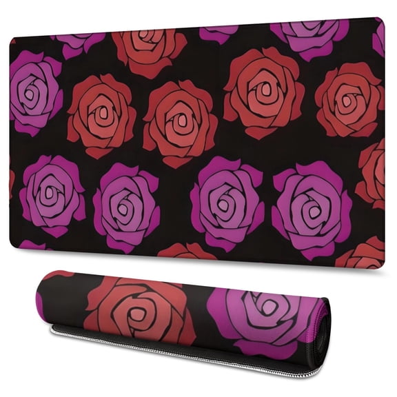 Long Mouse Pads for Desk,Pioneer Flower Floral Print Pattern Desk Mats on Top Of Desks, Desk Mouse Pad Extra Large with 3mm Non-Slip Base and Stitched Edge for Gaming,Office,Work,Home 47.3"x23.6"