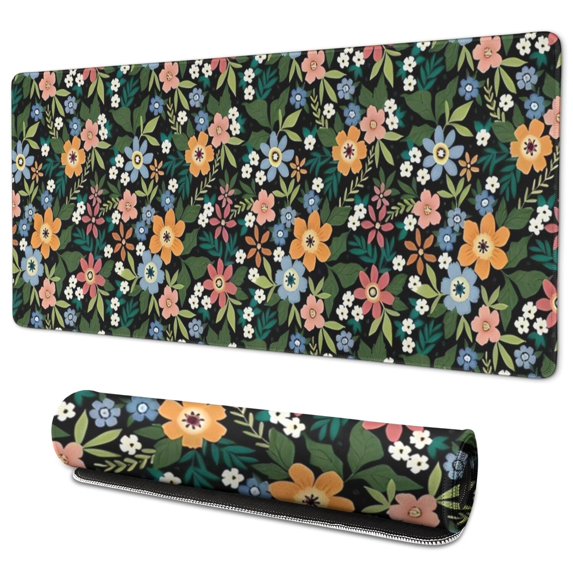 Long Mouse Pads for Desk,Pioneer Flower Floral Print Pattern Desk Mats on Top Of Desks, Desk Mouse Pad Extra Large with 3mm Non-Slip Base and Stitched Edge for Gaming,Office,Work,Home 35.4"x15.7"