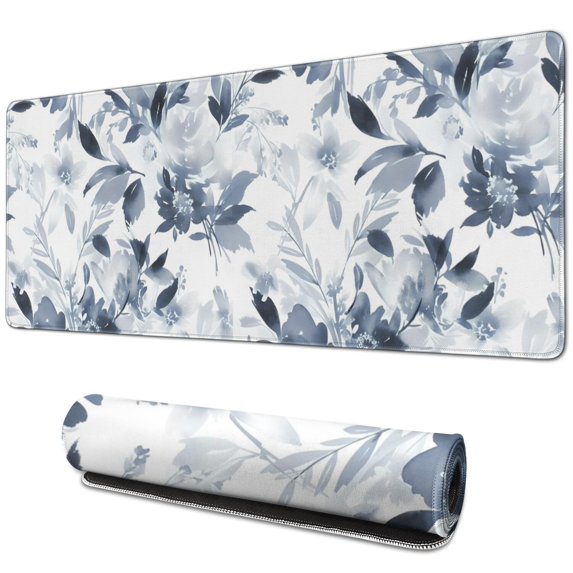 Long Mouse Pads for Desk,Pioneer Flower Floral Print Pattern Desk Mats on Top Of Desks, Desk Mouse Pad Extra Large with 3mm Non-Slip Base and Stitched Edge for Gaming,Office,Work,Home 31.5"x11.8"