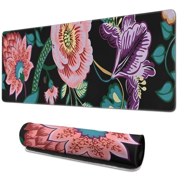 Long Mouse Pads for Desk,Pioneer Flower Floral Print Pattern Desk Mats on Top Of Desks, Desk Mouse Pad Extra Large with 3mm Non-Slip Base and Stitched Edge for Gaming,Office,Work,Home 31.5"x11.8"