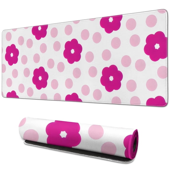 Long Mouse Pads for Desk,Pioneer Flower Floral Print Pattern Desk Mats on Top Of Desks, Desk Mouse Pad Extra Large with 3mm Non-Slip Base and Stitched Edge for Gaming,Office,Work,Home 31.5"x11.8"