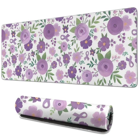 Long Mouse Pads for Desk,Pioneer Flower Floral Print Pattern Desk Mats on Top Of Desks, Desk Mouse Pad Extra Large with 3mm Non-Slip Base and Stitched Edge for Gaming,Office,Work,Home 31.5"x11.8"