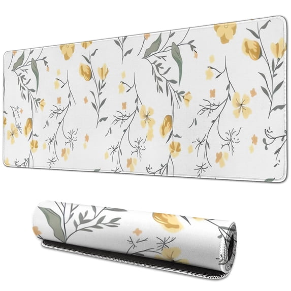 Long Mouse Pads for Desk,Pioneer Flower Floral Print Pattern Desk Mats on Top Of Desks, Desk Mouse Pad Extra Large with 3mm Non-Slip Base and Stitched Edge for Gaming,Office,Work,Home 31.5"x11.8"