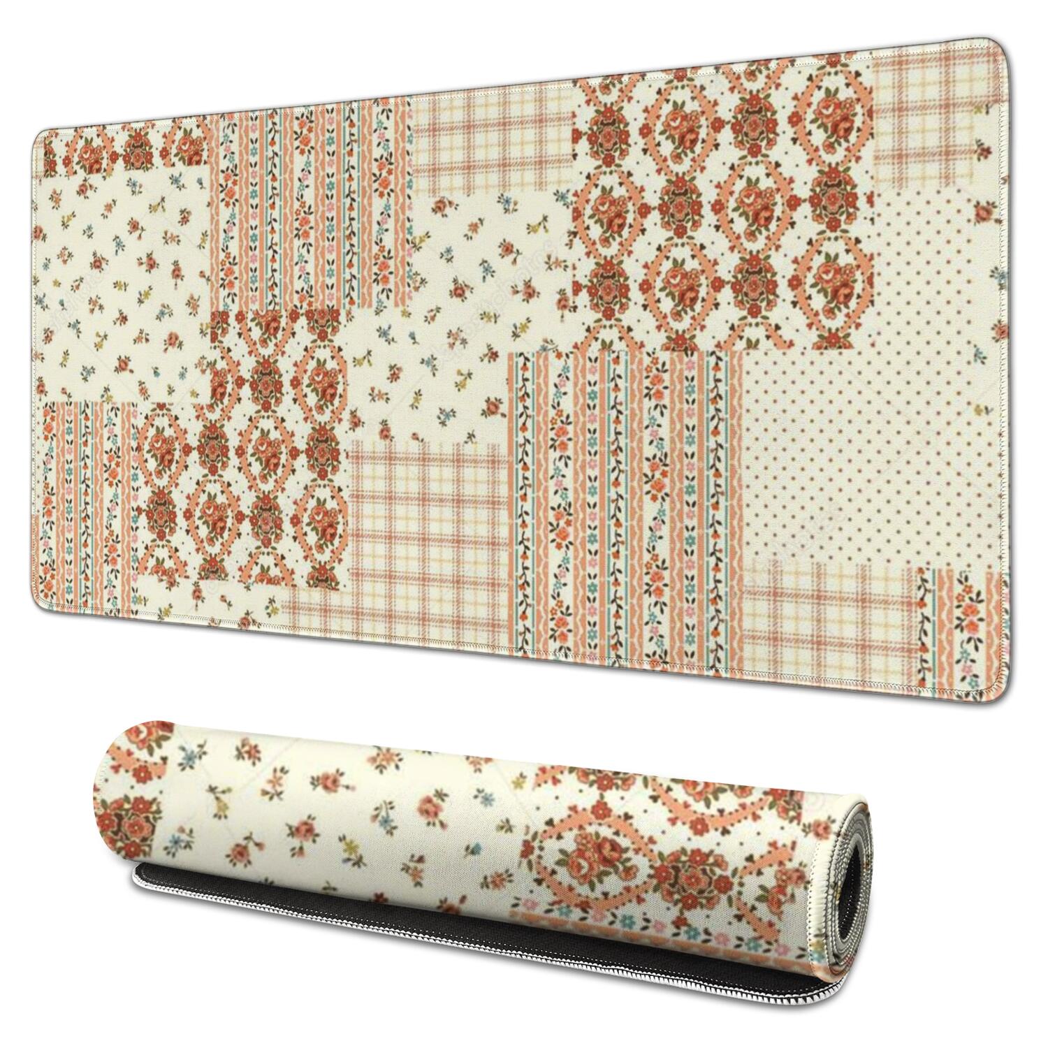 Long Mouse Pads for Desk,Pioneer Flower Floral Print Pattern Desk Mats on Top Of Desks, Desk Mouse Pad Extra Large with 3mm Non-Slip Base and Stitched Edge for Gaming,Office,Work,Home 31.5"x15.7"