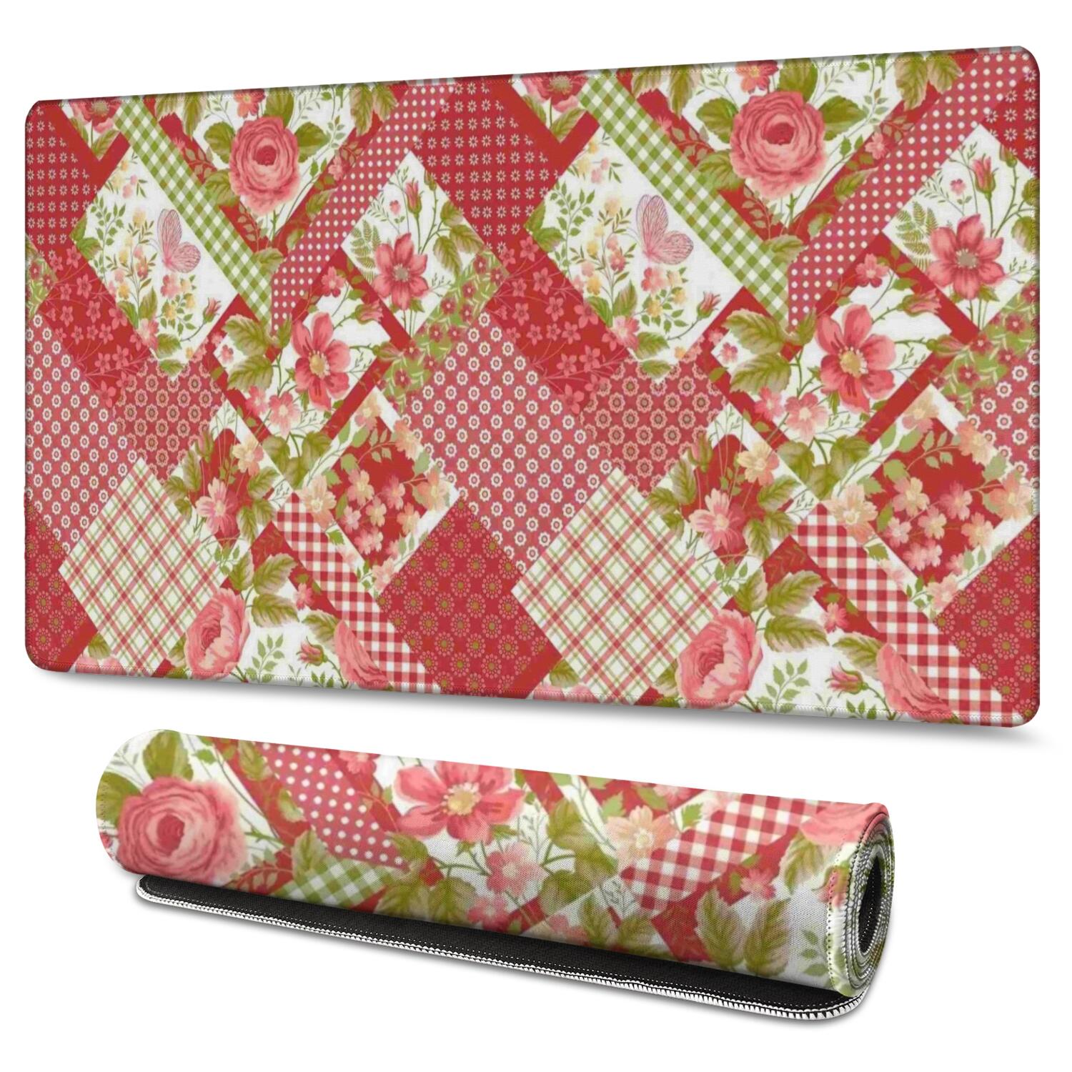 Long Mouse Pads for Desk,Pioneer Flower Floral Print Pattern Desk Mats on Top Of Desks, Desk Mouse Pad Extra Large with 3mm Non-Slip Base and Stitched Edge for Gaming,Office,Work,Home 47.3"x23.6"