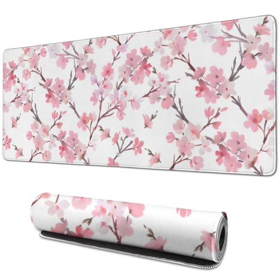 Long Mouse Pads for Desk,Pioneer Flower Floral Print Pattern Desk Mats on Top Of Desks, Desk Mouse Pad Extra Large with 3mm Non-Slip Base and Stitched Edge for Gaming,Office,Work,Home 31.5"x11.8"