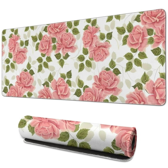 Long Mouse Pads for Desk,Pioneer Flower Floral Print Pattern Desk Mats on Top Of Desks, Desk Mouse Pad Extra Large with 3mm Non-Slip Base and Stitched Edge for Gaming,Office,Work,Home 31.5"x11.8"
