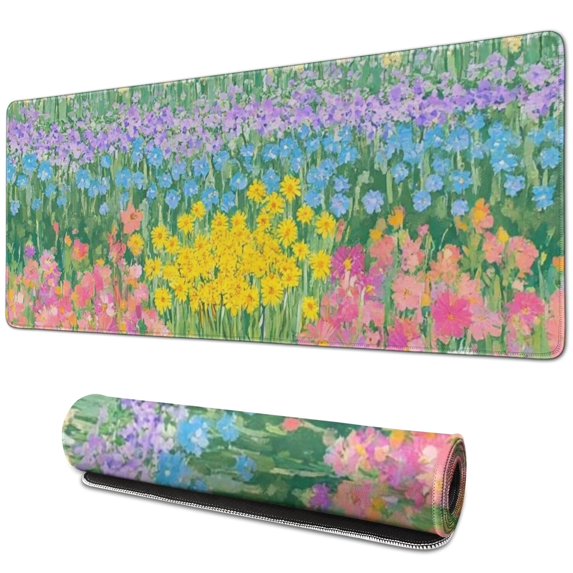 Long Mouse Pads for Desk,Pioneer Flower Floral Print Pattern Desk Mats on Top Of Desks, Desk Mouse Pad Extra Large with 3mm Non-Slip Base and Stitched Edge for Gaming,Office,Work,Home 31.5"x11.8"