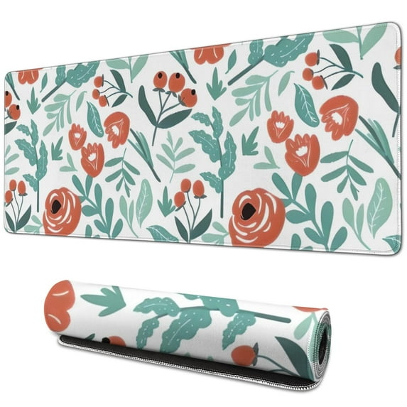 Long Mouse Pads for Desk,Pioneer Flower Floral Print Pattern Desk Mats on Top Of Desks, Desk Mouse Pad Extra Large with 3mm Non-Slip Base and Stitched Edge for Gaming,Office,Work,Home 31.5"x11.8"