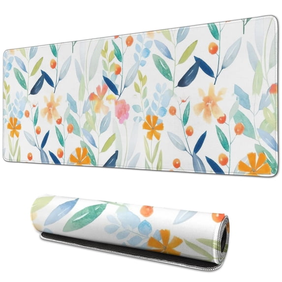 Long Mouse Pads for Desk,Pioneer Flower Floral Print Pattern Desk Mats on Top Of Desks, Desk Mouse Pad Extra Large with 3mm Non-Slip Base and Stitched Edge for Gaming,Office,Work,Home 31.5"x11.8"