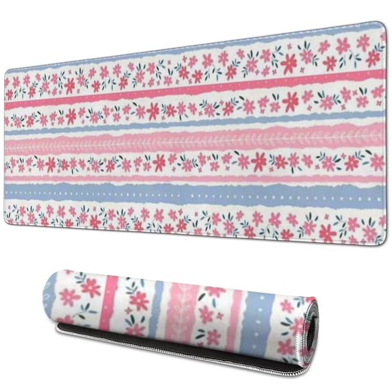 Long Mouse Pads for Desk,Pioneer Flower Floral Print Pattern Desk Mats on Top Of Desks, Desk Mouse Pad Extra Large with 3mm Non-Slip Base and Stitched Edge for Gaming,Office,Work,Home 31.5"x11.8"