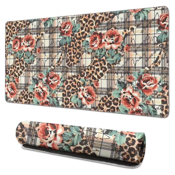 Long Mouse Pads for Desk,Pioneer Flower Floral Print Pattern Desk Mats on Top Of Desks, Desk Mouse Pad Extra Large with 3mm Non-Slip Base and Stitched Edge for Gaming,Office,Work,Home 31.5"x15.7"