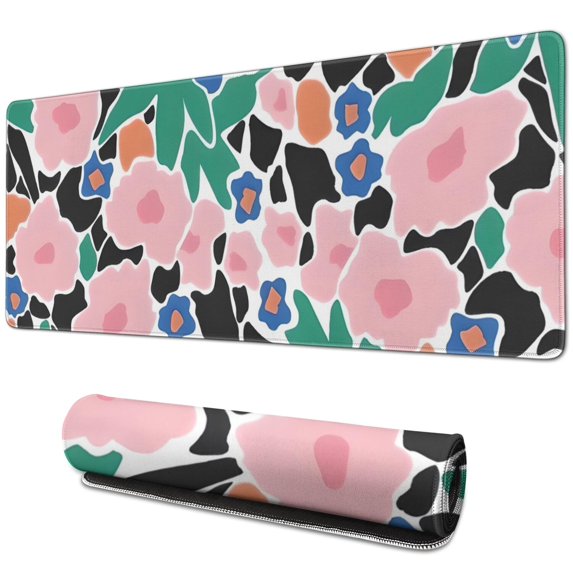 Long Mouse Pads for Desk,Pioneer Flower Floral Print Pattern Desk Mats on Top Of Desks, Desk Mouse Pad Extra Large with 3mm Non-Slip Base and Stitched Edge for Gaming,Office,Work,Home 31.5"x11.8"