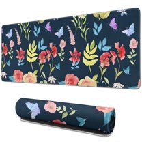 Long Mouse Pads for Desk,Pioneer Flower Floral Print Pattern Desk Mats on Top Of Desks, Desk Mouse Pad Extra Large with 3mm Non-Slip Base and Stitched Edge for Gaming,Office,Work,Home 31.5"x11.8"