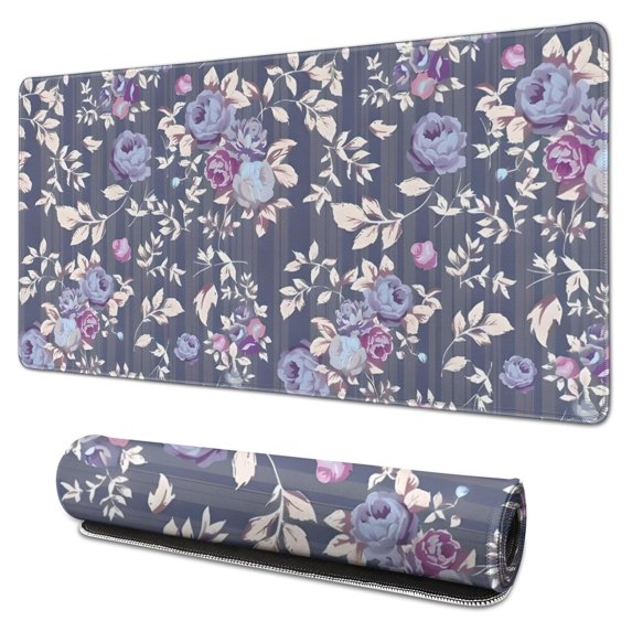 Long Mouse Pads for Desk,Pioneer Flower Floral Print Pattern Desk Mats on Top Of Desks, Desk Mouse Pad Extra Large with 3mm Non-Slip Base and Stitched Edge for Gaming,Office,Work,Home 31.5"x15.7"