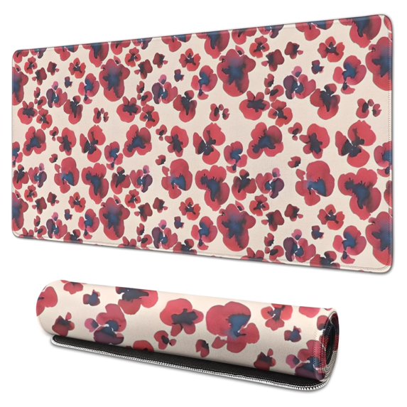 Long Mouse Pads for Desk,Pioneer Flower Floral Print Pattern Desk Mats on Top Of Desks, Desk Mouse Pad Extra Large with 3mm Non-Slip Base and Stitched Edge for Gaming,Office,Work,Home 31.5"x15.7"