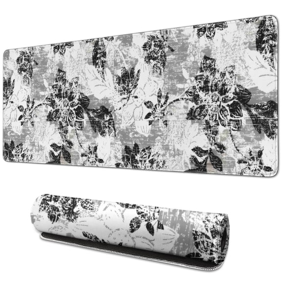 Long Mouse Pads for Desk,Pioneer Flower Floral Print Pattern Desk Mats on Top Of Desks, Desk Mouse Pad Extra Large with 3mm Non-Slip Base and Stitched Edge for Gaming,Office,Work,Home 31.5"x11.8"