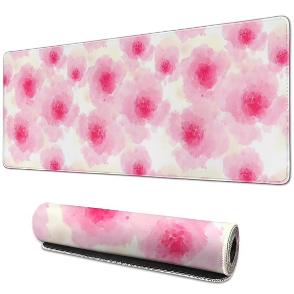 Long Mouse Pads for Desk,Pioneer Flower Floral Print Pattern Desk Mats on Top Of Desks, Desk Mouse Pad Extra Large with 3mm Non-Slip Base and Stitched Edge for Gaming,Office,Work,Home 31.5"x11.8"
