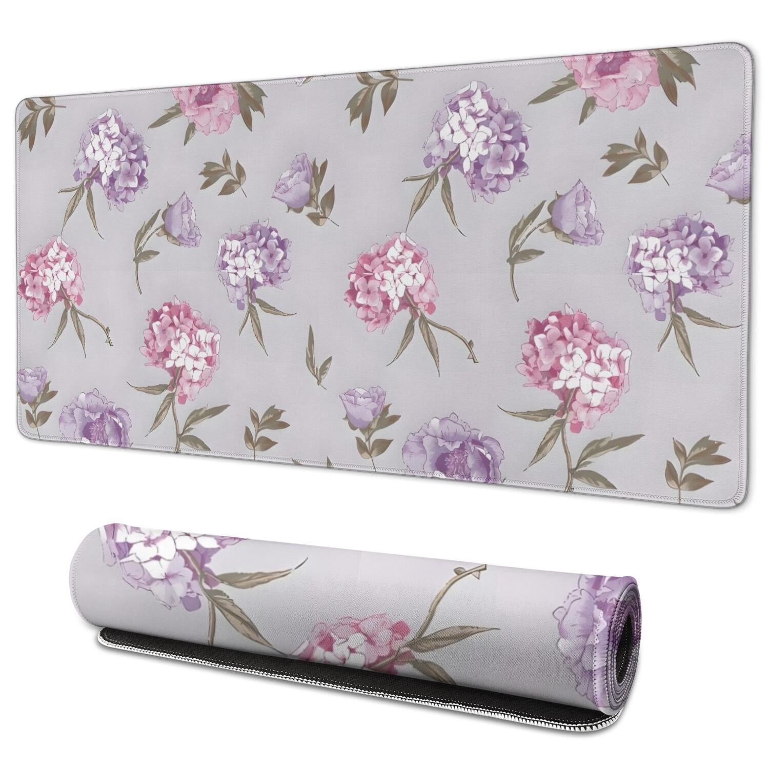 Long Mouse Pads for Desk,Pioneer Flower Floral Print Pattern Desk Mats on Top Of Desks, Desk Mouse Pad Extra Large with 3mm Non-Slip Base and Stitched Edge for Gaming,Office,Work,Home 35.4"x15.7"