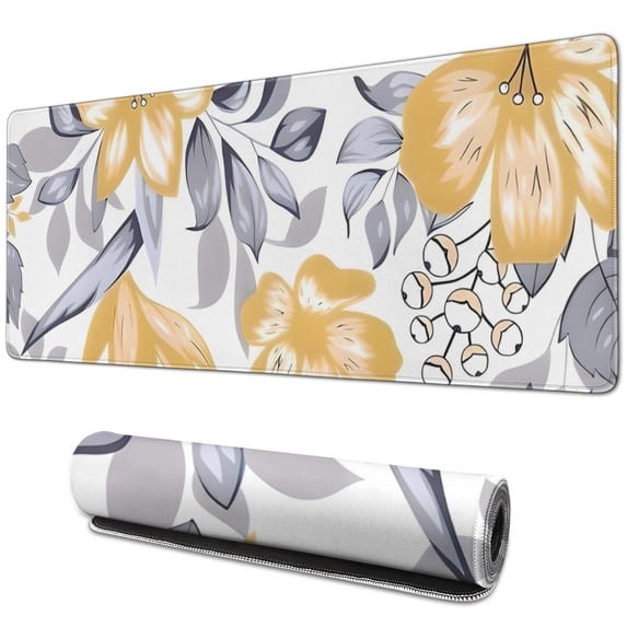 Long Mouse Pads for Desk,Pioneer Flower Floral Print Pattern Desk Mats on Top Of Desks, Desk Mouse Pad Extra Large with 3mm Non-Slip Base and Stitched Edge for Gaming,Office,Work,Home 31.5"x11.8"