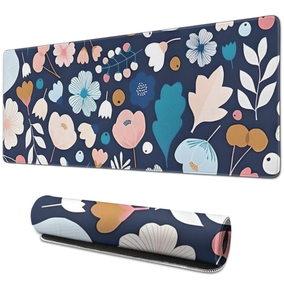 Long Mouse Pads for Desk,Pioneer Flower Floral Print Pattern Desk Mats on Top Of Desks, Desk Mouse Pad Extra Large with 3mm Non-Slip Base and Stitched Edge for Gaming,Office,Work,Home 31.5"x11.8"